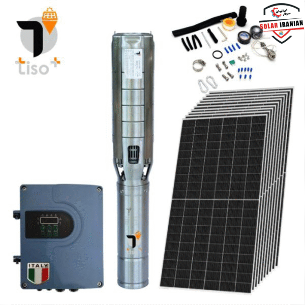 پک پمپ شناور هیبریدی تیسو پرو 15000وات 4″ 110متری به همراه 46پنل 550-650وات