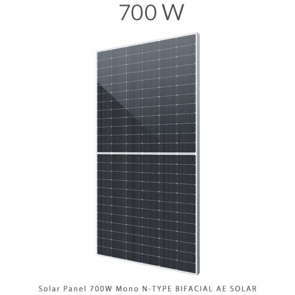 پنل خورشیدی 700 وات مونو کریستال دو طرفه برند AE SOLAR